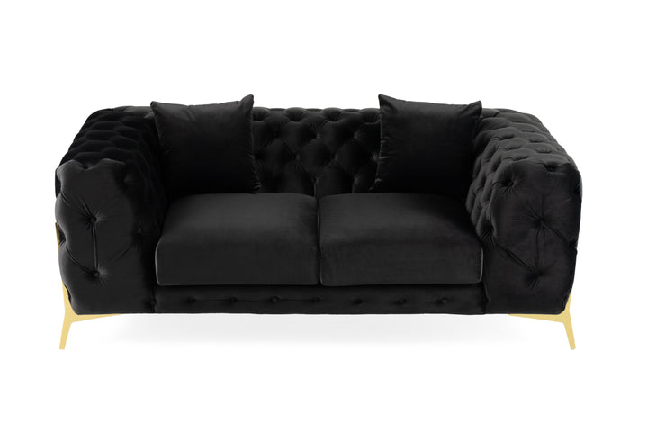Clarice - Transitional Black Velvet Loveseat