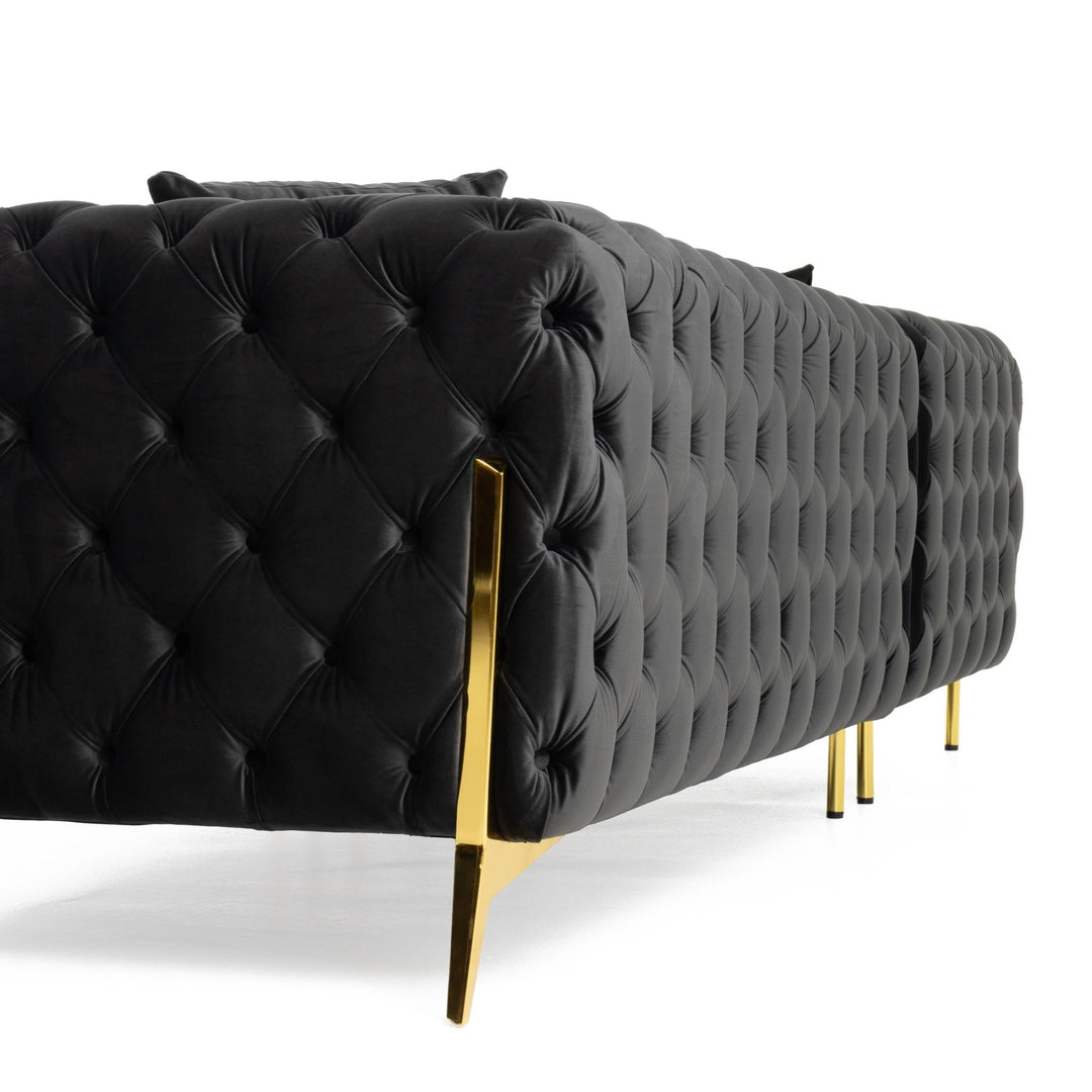 Clarice - Transitional Black Velvet Sectional Sofa