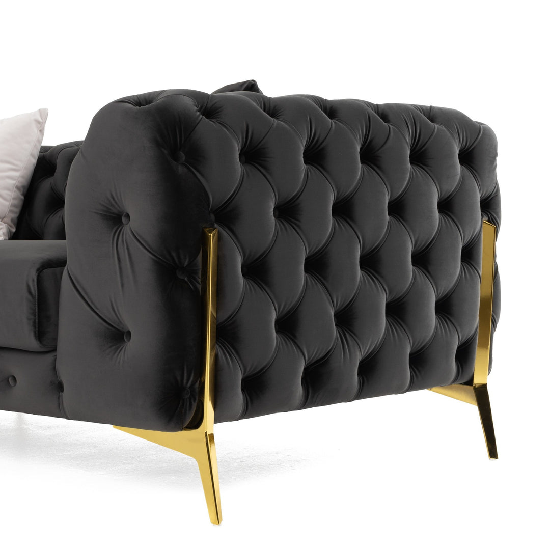 Clarice - Transitional Black Velvet Sectional Sofa