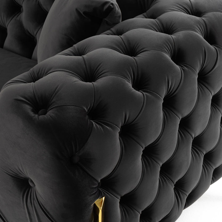 Clarice - Transitional Black Velvet Sectional Sofa