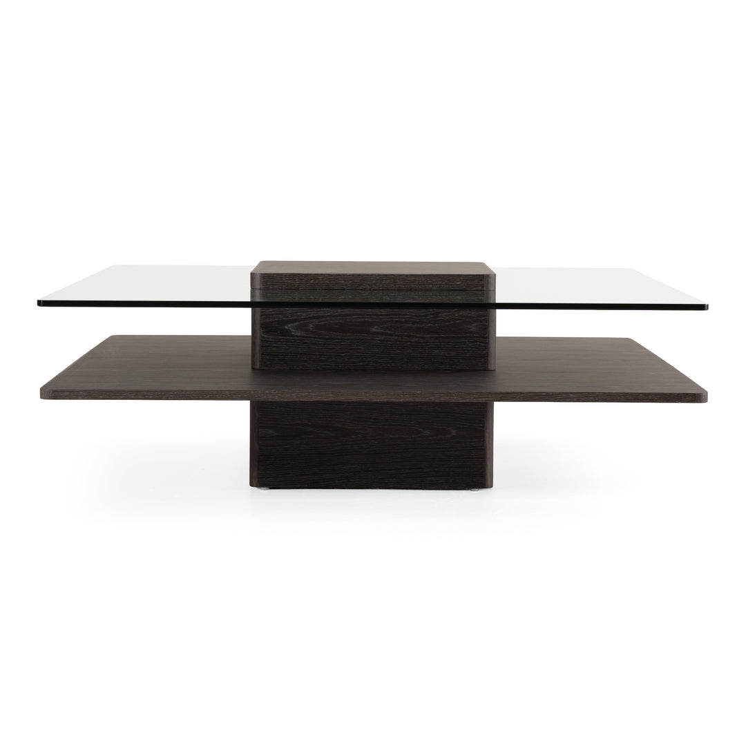 Clarion Modern Grey Elm & Glass Coffee Table