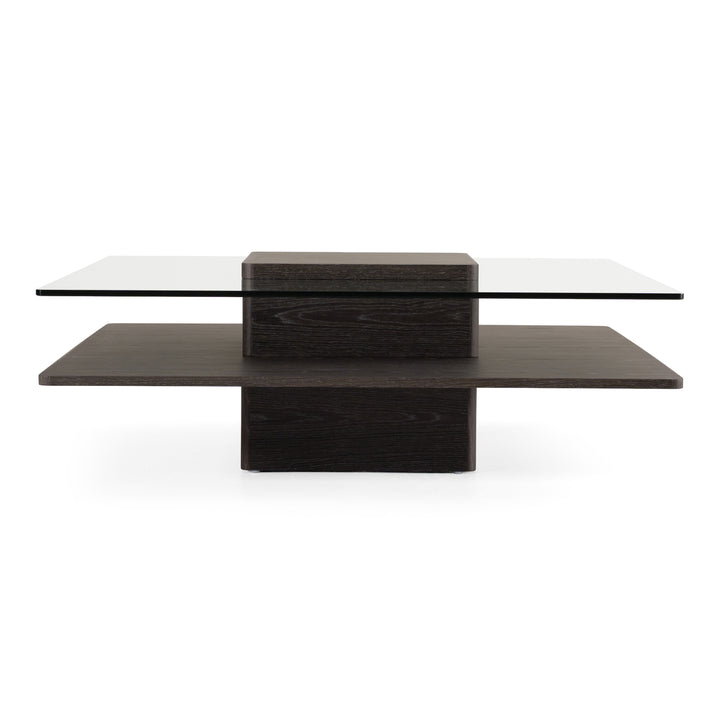 Clarion Modern Grey Elm &amp; Glass Coffee Table