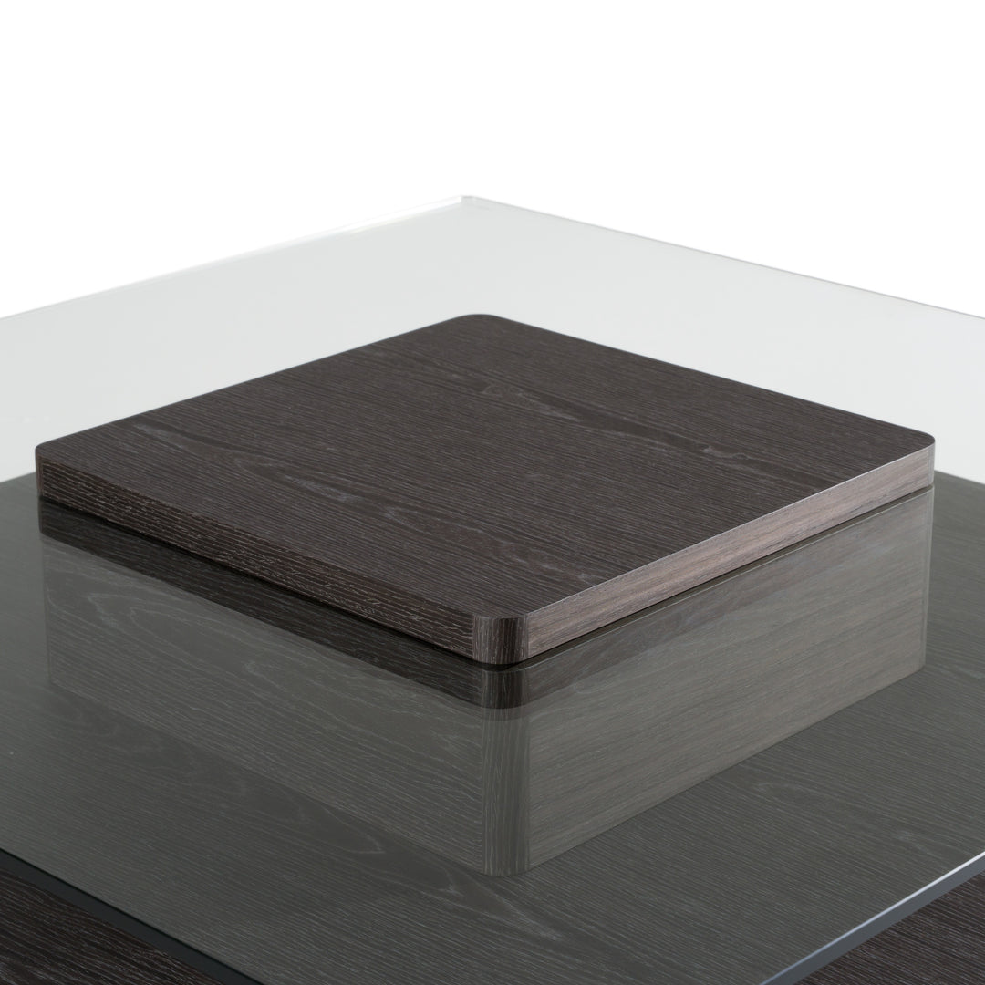 Clarion Modern Grey Elm & Glass Coffee Table