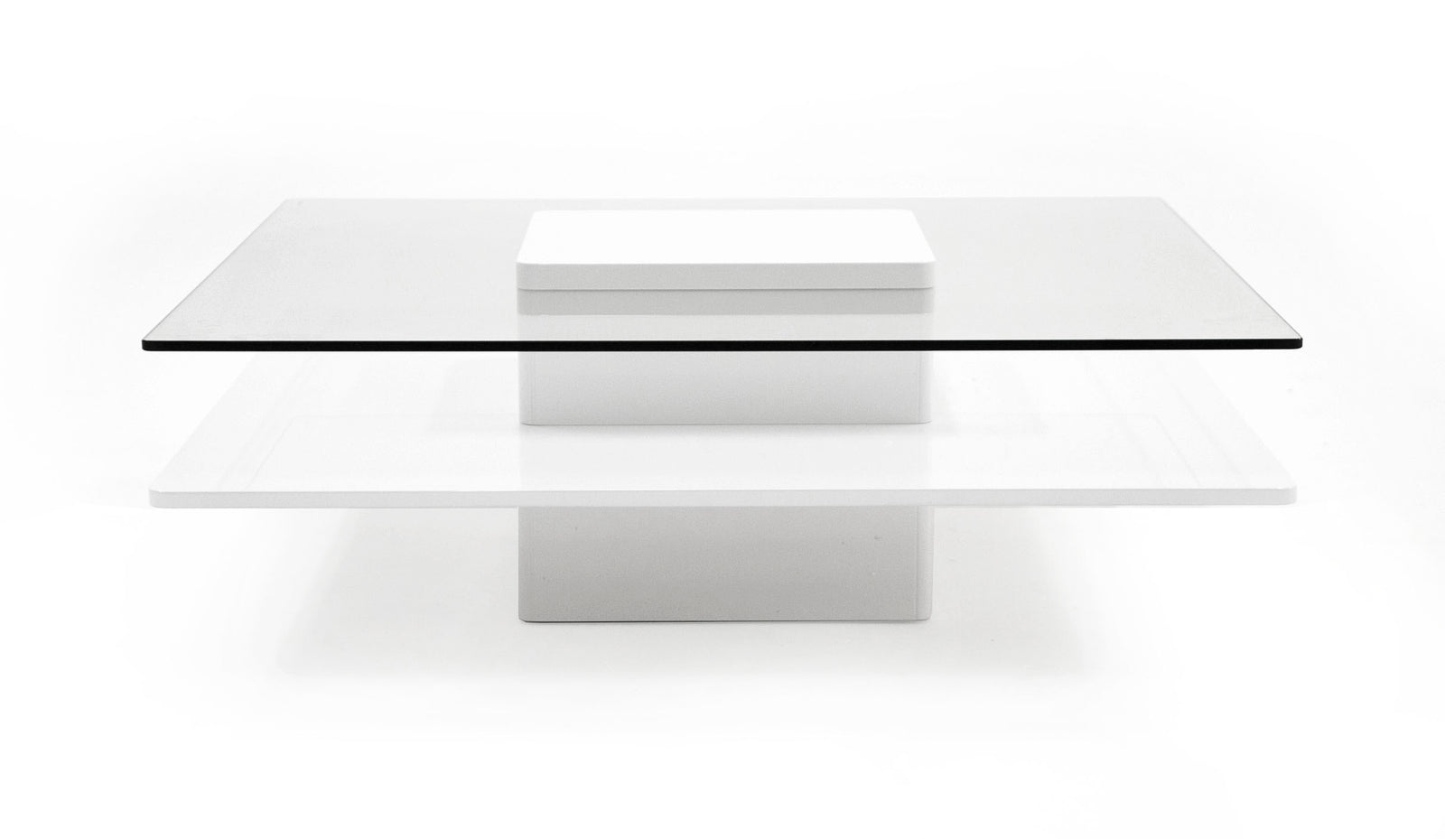 Clarion - Modern White  and  Clear Glass Coffee Table