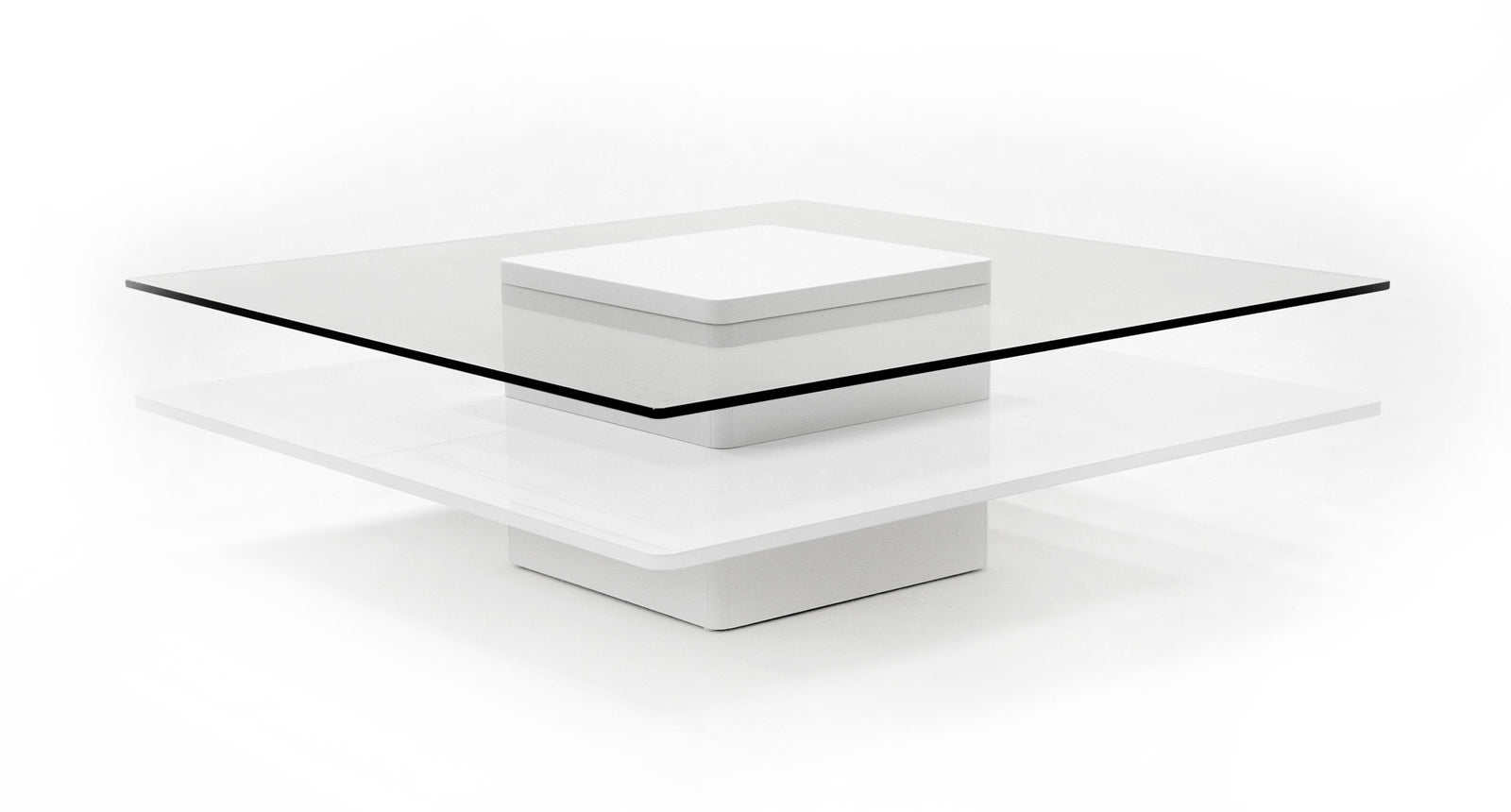 Clarion - Modern White  and  Clear Glass Coffee Table