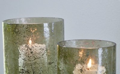 Clarkton Candle Holder Set (Set of 2) - Green Candle &amp; Holder modern furniture Contempo Furniture