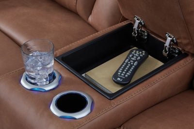Clean - Slate Power Reclining Loveseat with Console - Dark Brown Reclining Loveseat modern furniture Contempo Furniture