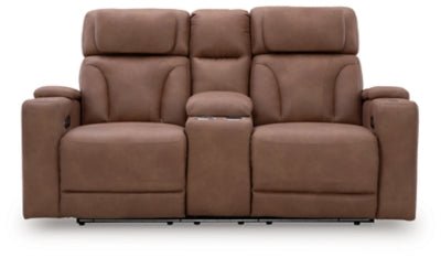 Clean - Slate Power Reclining Loveseat with Console - Dark Brown Reclining Loveseat modern furniture Contempo Furniture