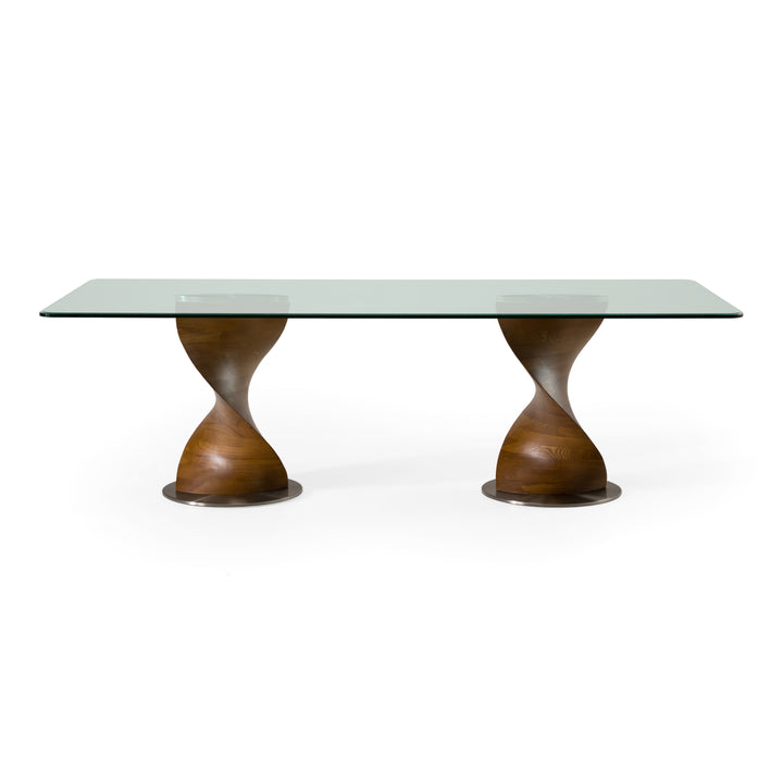 Cleveland - Contemporary Glass and Walnut Dining Table