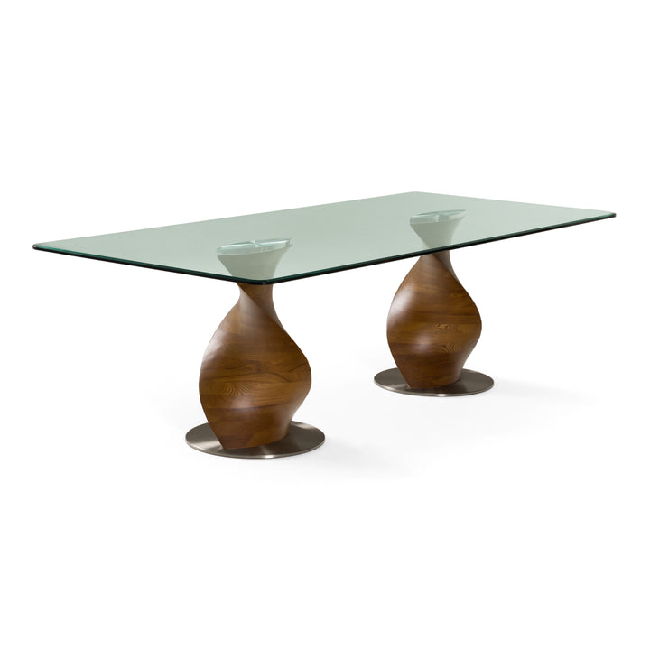 Cleveland - Contemporary Glass and Walnut Dining Table