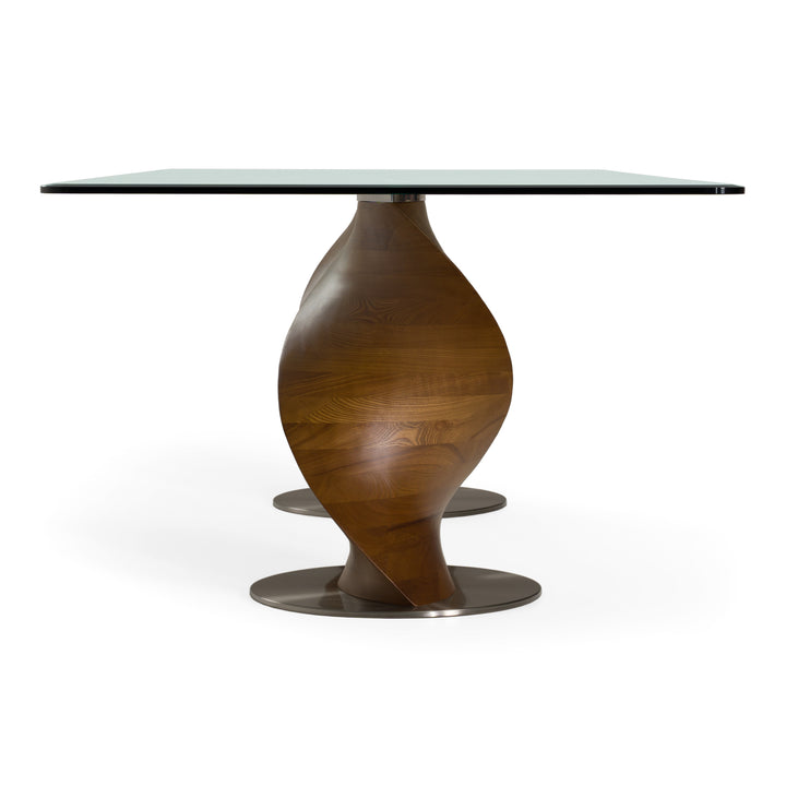 Cleveland - Contemporary Glass and Walnut Dining Table