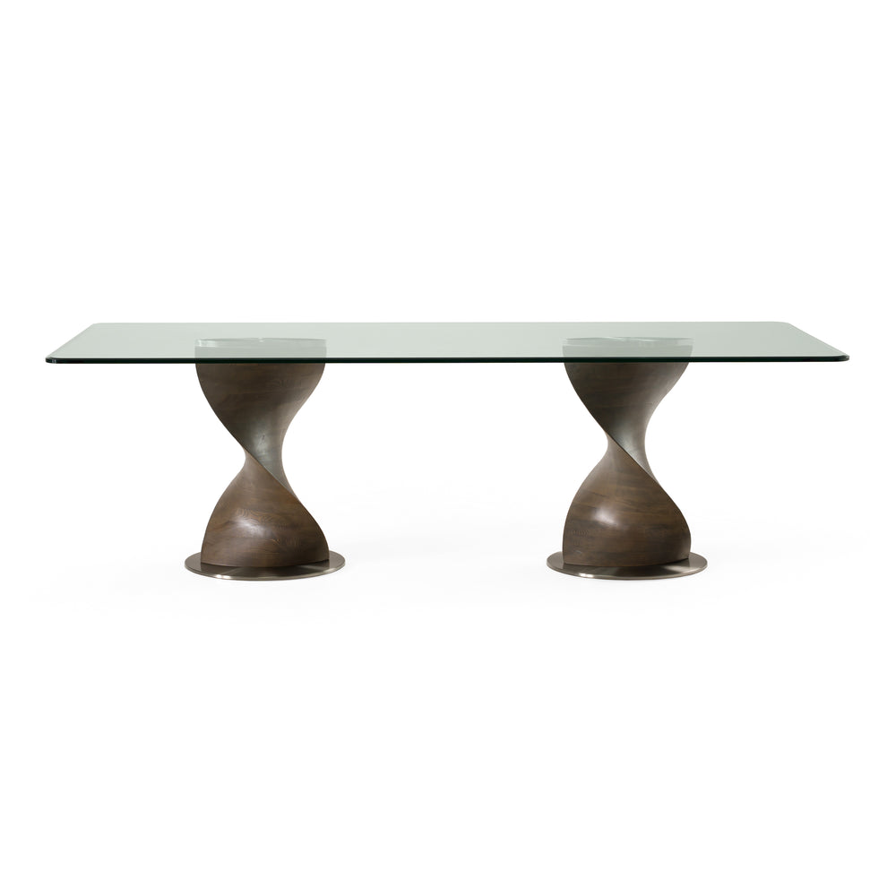 Cleveland - Contemporary Glass and Grey Ash Dining Table - View 3