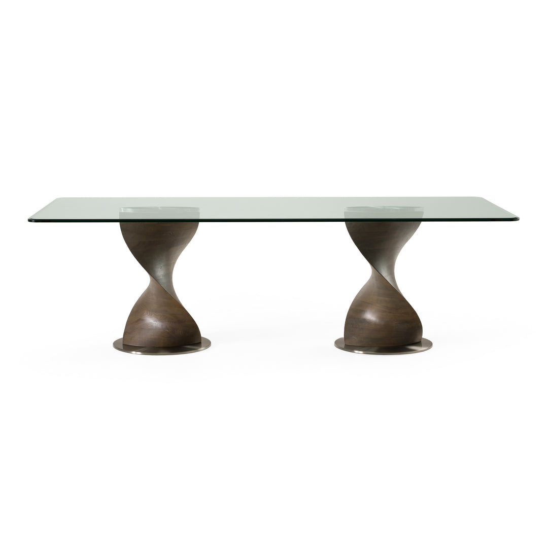 Cleveland  Contemporary Glass and Grey Ash Dining Table