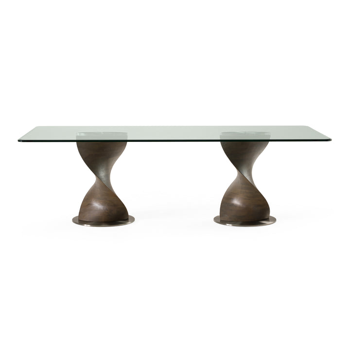 Cleveland  Contemporary Glass and Grey Ash Dining Table