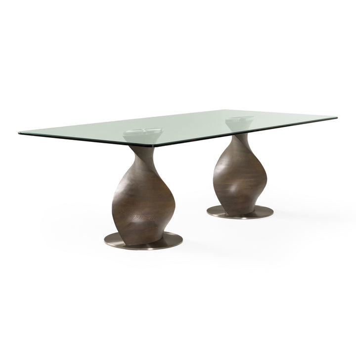 Cleveland - Contemporary Glass and Grey Ash Dining Table
