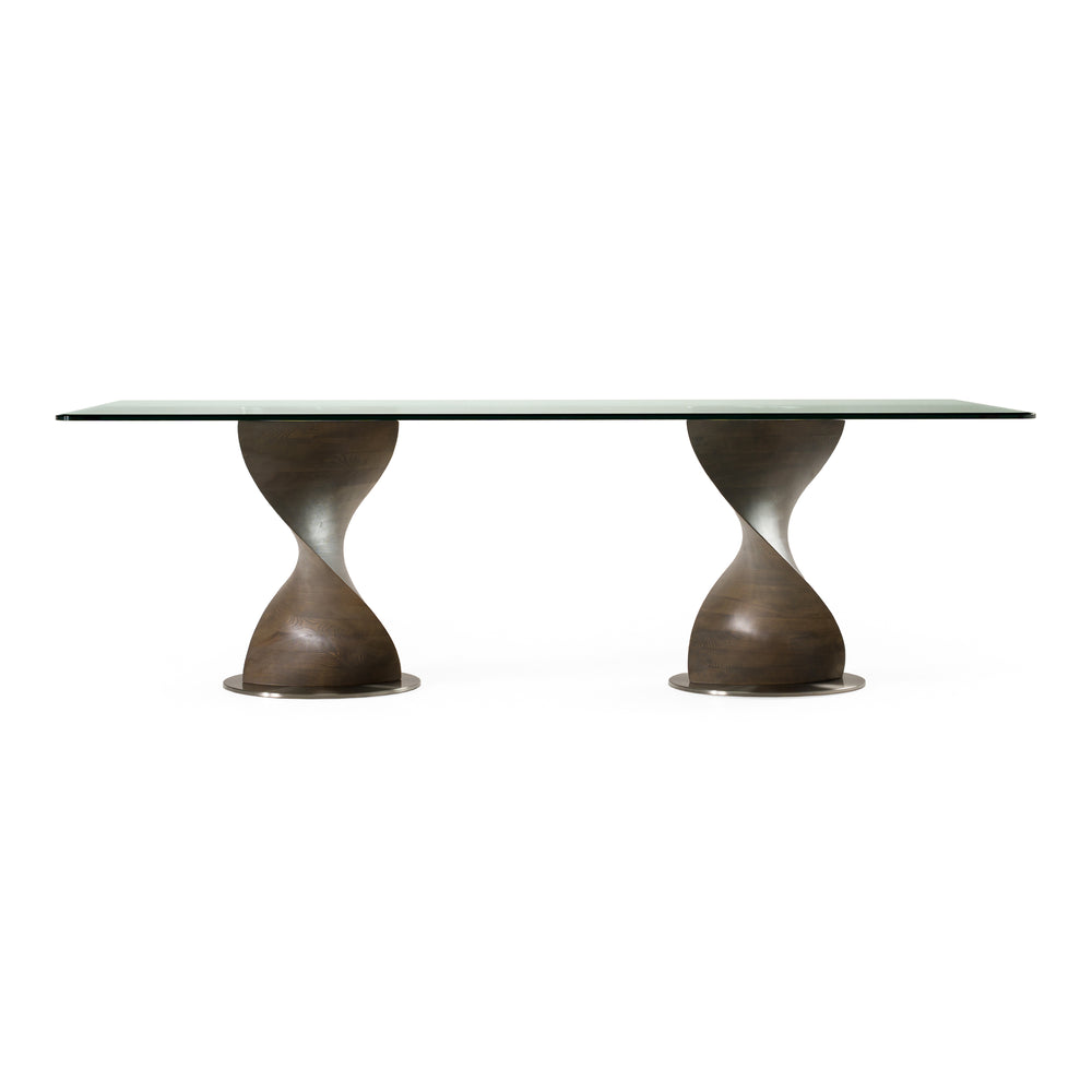 Cleveland - Contemporary Glass and Grey Ash Dining Table