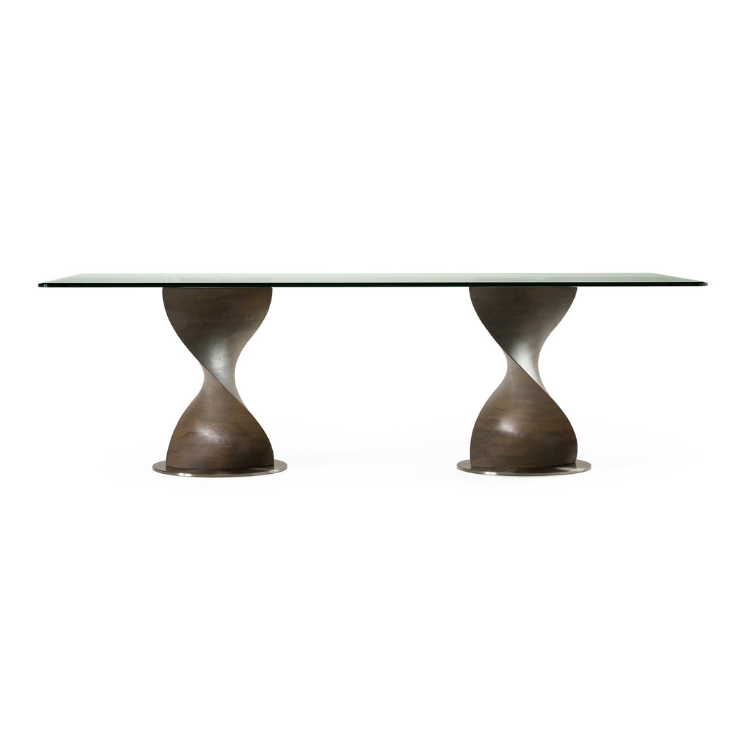 Cleveland  Contemporary Glass and Grey Ash Dining Table