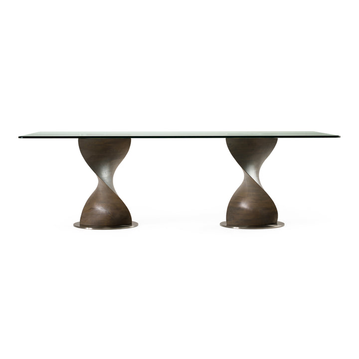 Cleveland  Contemporary Glass and Grey Ash Dining Table