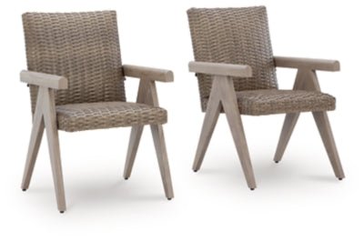 Cliff Trails Outdoor Arm Chair (Set of 2) - Beige | Ashley Furniture