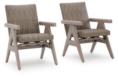Cliff Trails Outdoor Rocking Arm Chair (Set of 2) - Beige | Ashley Furniture