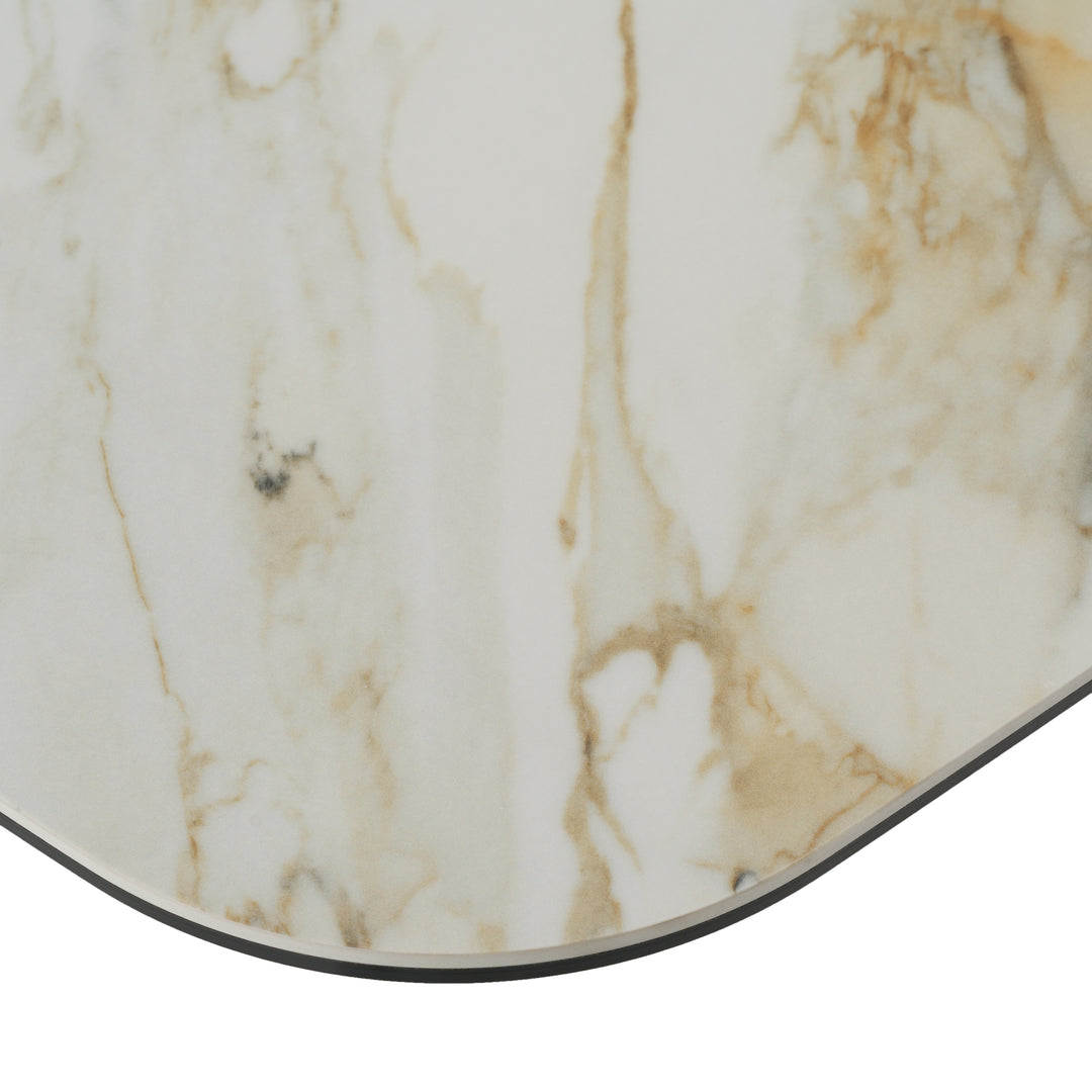 Clifford - Contemporary White Ceramic + Brushed Bronze Dining Table