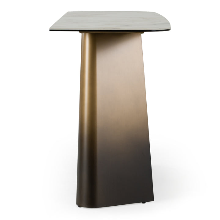 Clifford - Contemporary White Ceramic + Brushed Bronze Console Table