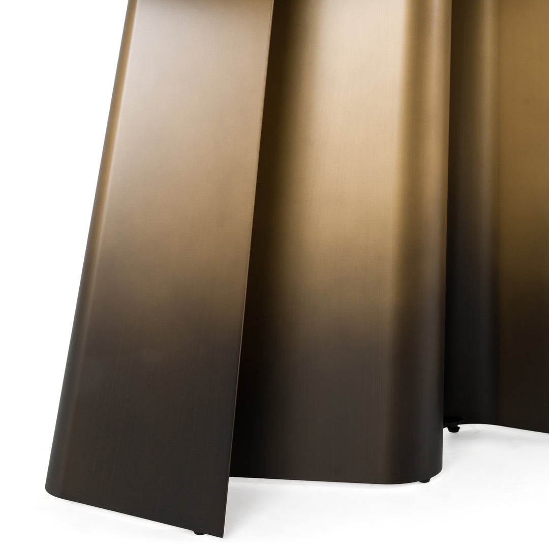 Clifford - Contemporary White Ceramic + Brushed Bronze Console Table