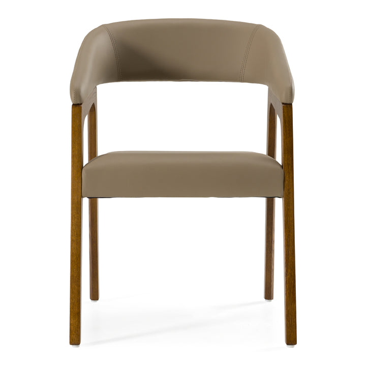 Clive Mid-Century Taupe &amp; Walnut Dining Chair