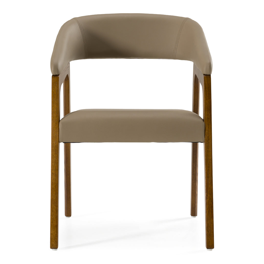 Clive Mid-Century Taupe & Walnut Dining Chair