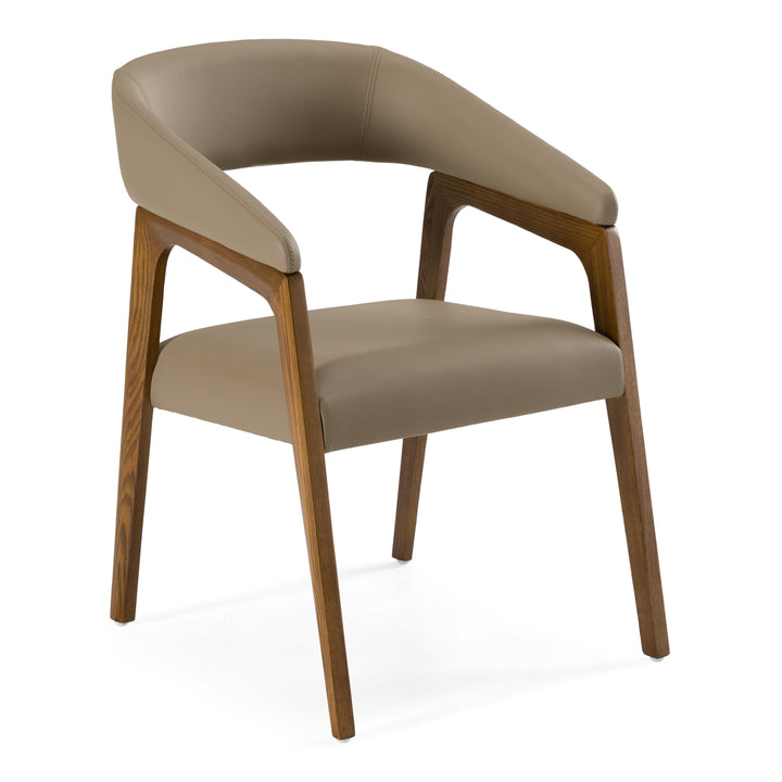 Clive Mid-Century Taupe &amp; Walnut Dining Chair