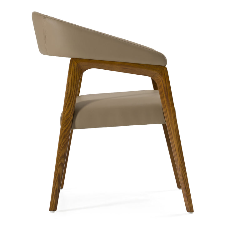 Clive Mid-Century Taupe &amp; Walnut Dining Chair