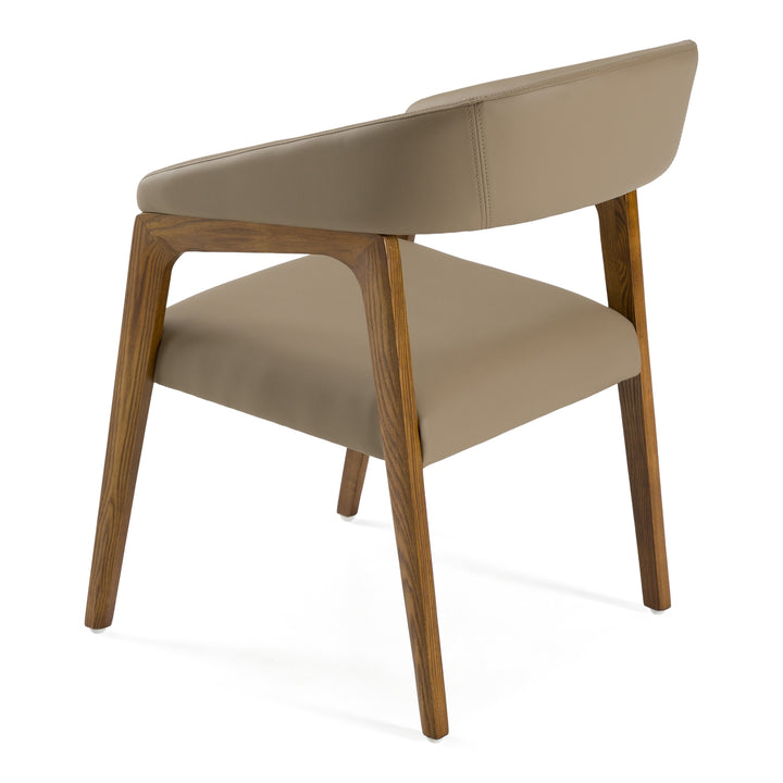 Clive Mid-Century Taupe &amp; Walnut Dining Chair
