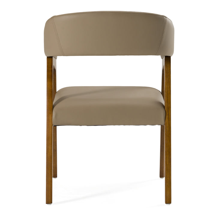Clive Mid-Century Taupe &amp; Walnut Dining Chair