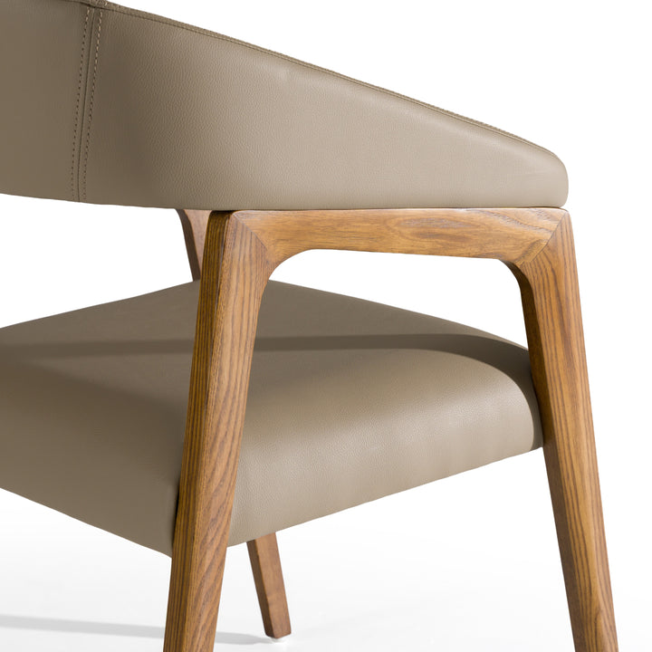 Clive Mid-Century Taupe &amp; Walnut Dining Chair