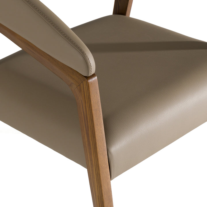 Clive Mid-Century Taupe &amp; Walnut Dining Chair
