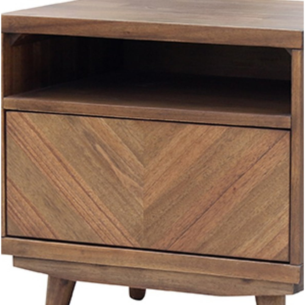 Piero Chevron Nightstand/Side Table - Monterey Brown