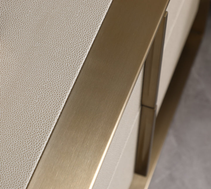 Cartier - Modern Beige Velvet + Brushed Brass 4-Piece Bedroom Set