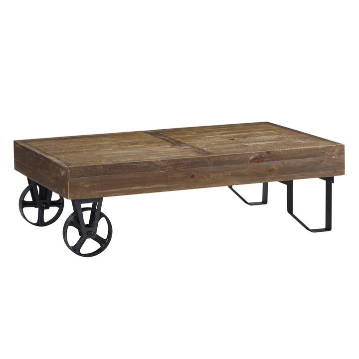 Coalburn Reclaimed Wood Rectangular Coffee Table in Russett Brown Coffee Table modern furniture Contempo Furniture
