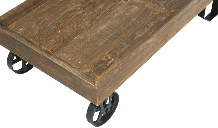 Coalburn Reclaimed Wood Rectangular Coffee Table in Russett Brown Coffee Table modern furniture Contempo Furniture