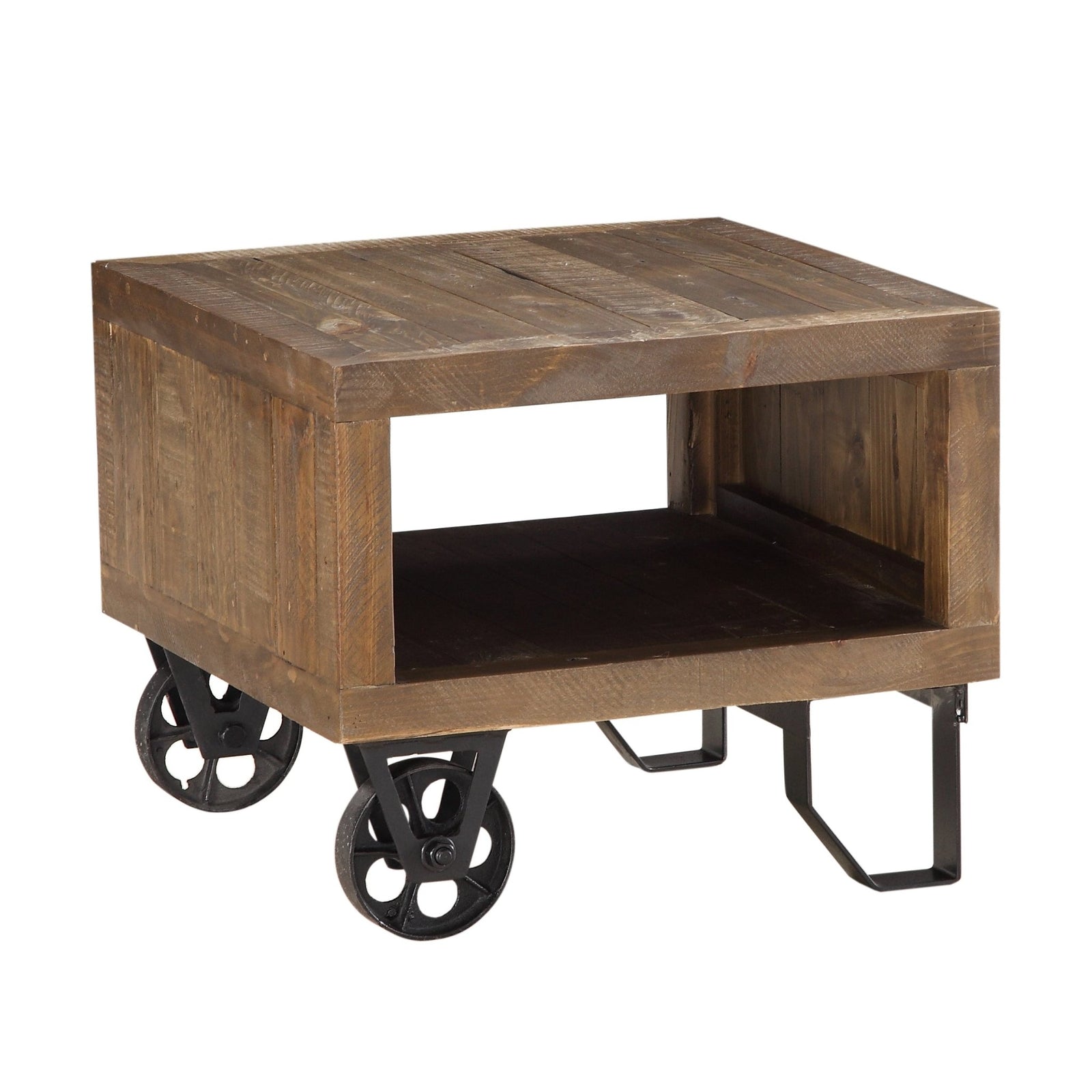 Coalburn Reclaimed Wood Square Side Table in Russett Brown End Table modern furniture Contempo Furniture