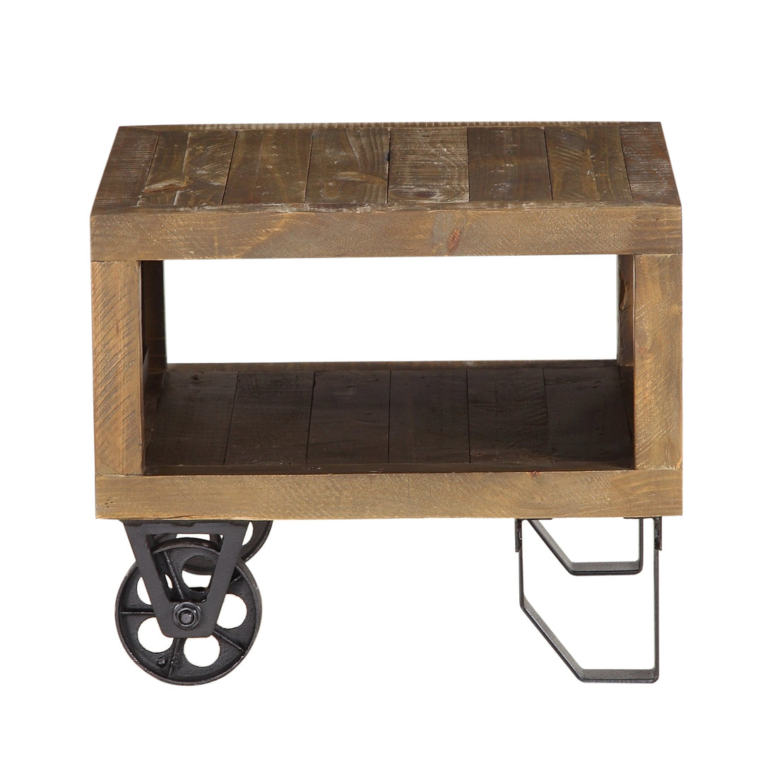 Coalburn Reclaimed Wood Square Side Table in Russett Brown End Table modern furniture Contempo Furniture