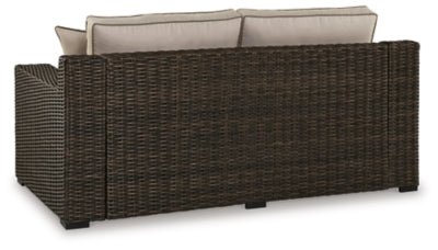Coastline Bay Outdoor Loveseat with Cushion - Dark Brown Loveseat modern furniture Contempo Furniture
