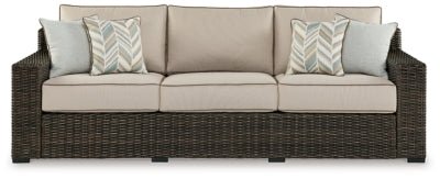 Coastline Bay Outdoor Sofa with Cushion - Dark Brown Outdoor Seating modern furniture Contempo Furniture