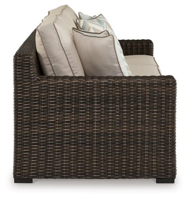 Coastline Bay Outdoor Sofa with Cushion - Dark Brown Outdoor Seating modern furniture Contempo Furniture