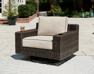 Coastline Bay Outdoor Swivel Lounge with Cushion - Dark Brown Swivel Chair modern furniture Contempo Furniture