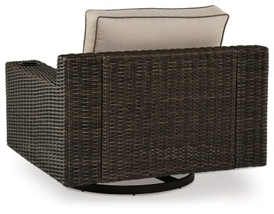 Coastline Bay Outdoor Swivel Lounge with Cushion - Dark Brown Swivel Chair modern furniture Contempo Furniture