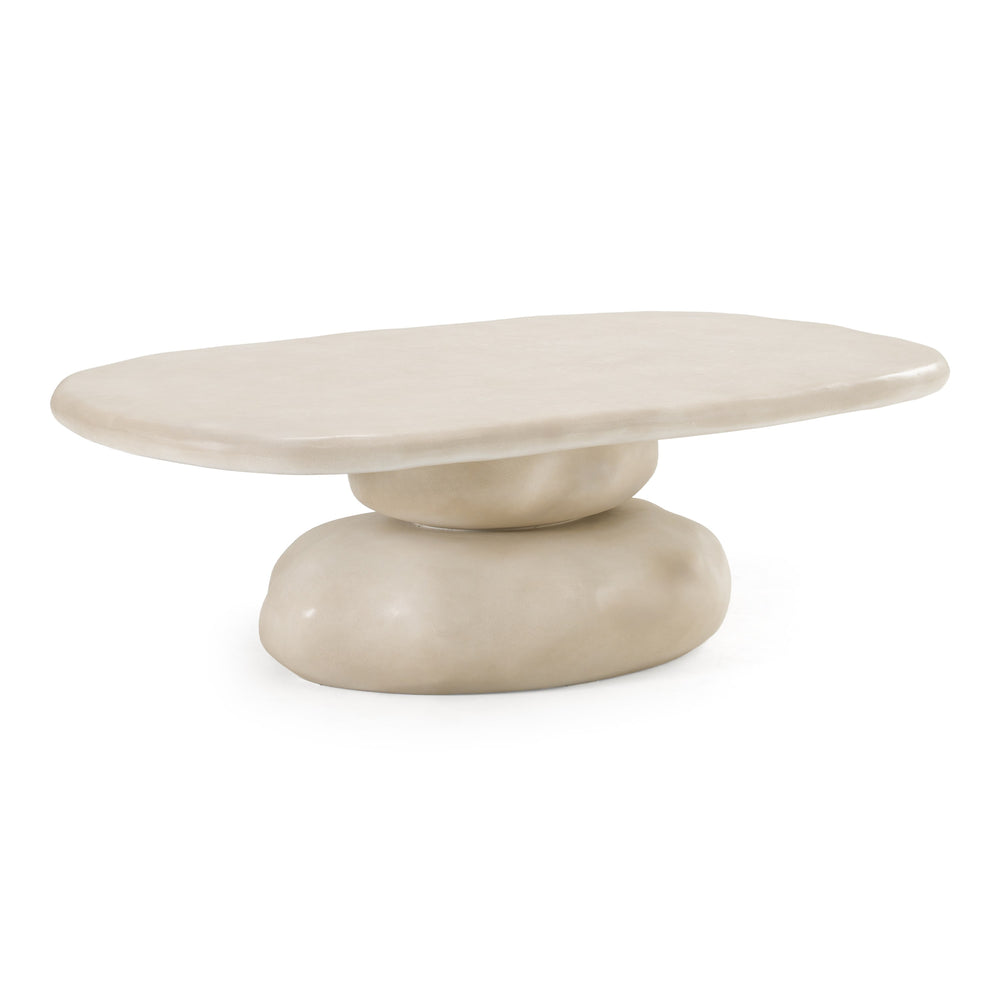 Coates - Modern Beige Concrete Coffee Table - View 2