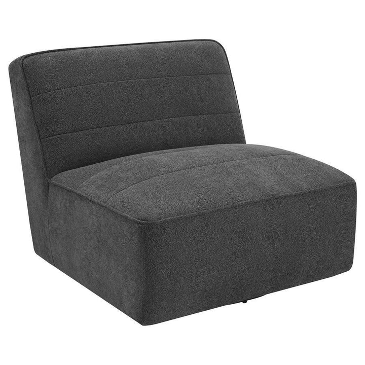 Cobie - Upholstered Armless Swivel Chair - Dark Charcoal Swivel Chair modern furniture Contempo Furniture