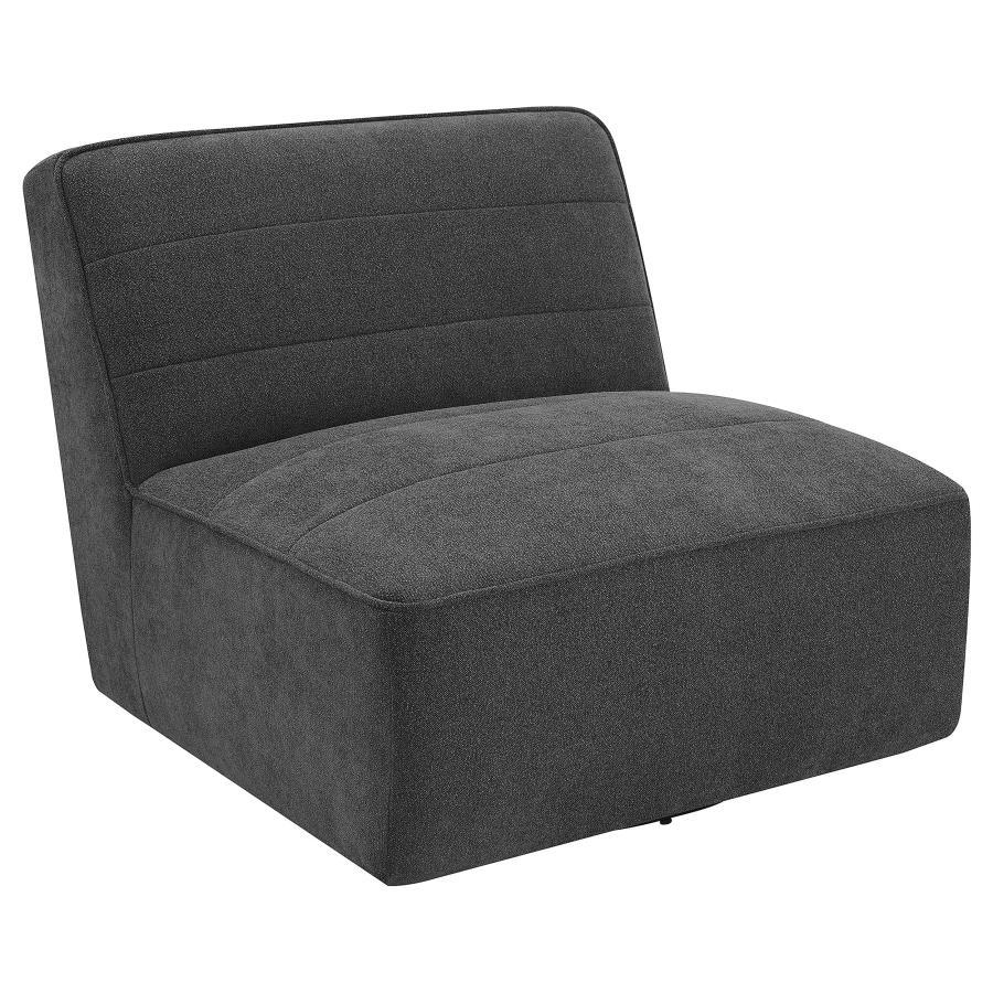 Cobie - Upholstered Armless Swivel Chair - Dark Charcoal Swivel Chair modern furniture Contempo Furniture