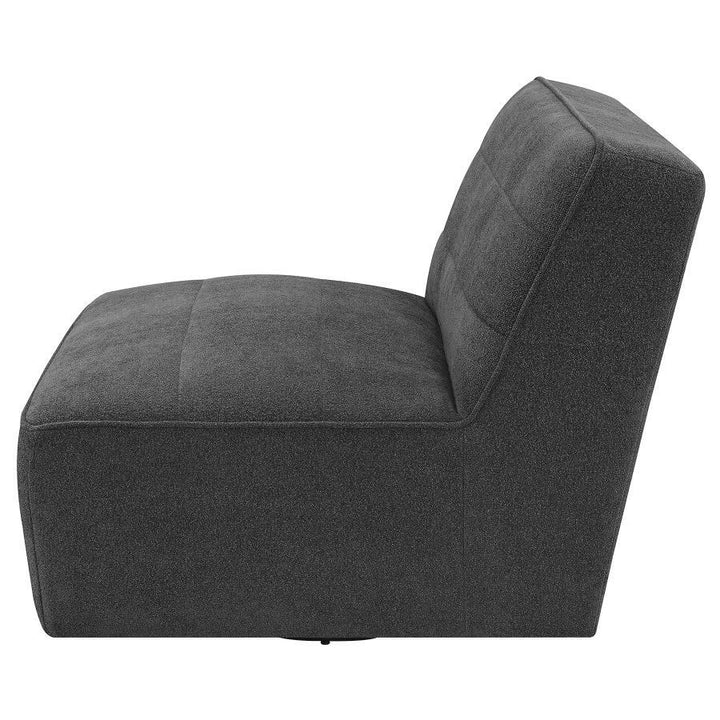 Cobie - Upholstered Armless Swivel Chair - Dark Charcoal Swivel Chair modern furniture Contempo Furniture